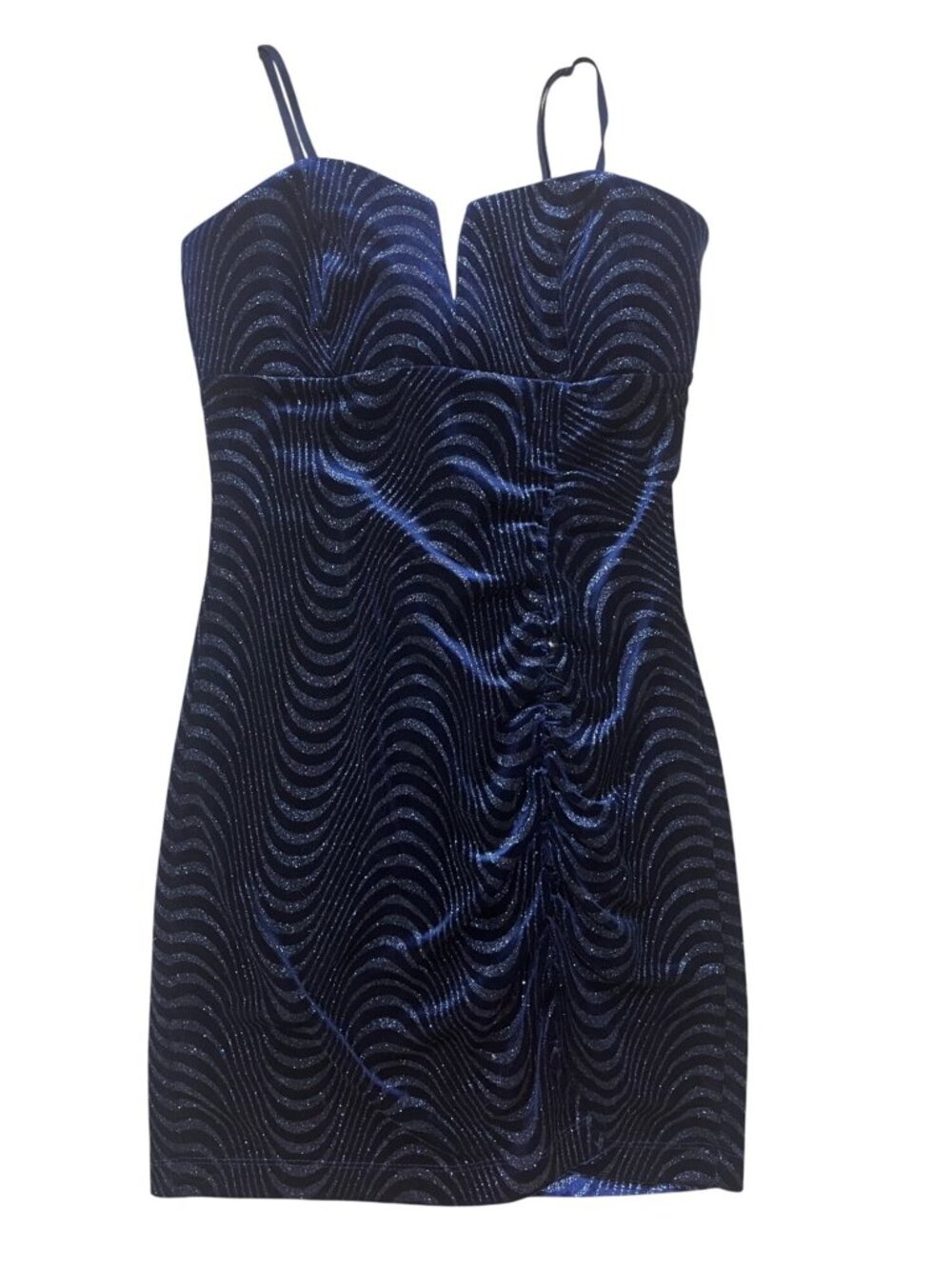 Honey & Rosie HOCO Y2K Party Girl Vibe Crushed Velvet Bodycon Dress Small Blue